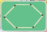 A six sided closed shape made from matchsticks.