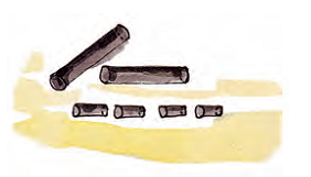 A thin rubber tube is cut into small pieces.