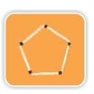 A five sided closed shape made from matchsticks.