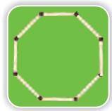 An eight sided closed shape made from matchsticks.