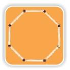 An eight sided closed shape made from matchsticks.