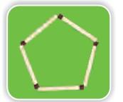A five sided closed shape made from matchsticks.