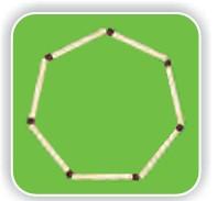 A seven sided closed shape made from matchsticks.