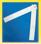 Two rectangular shaped narrow strips of paper joined from one corner.