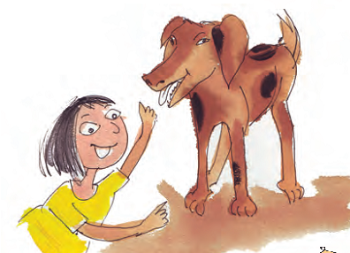A girl and a dog.