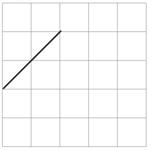 Only one slanting line is drawn on a grid.