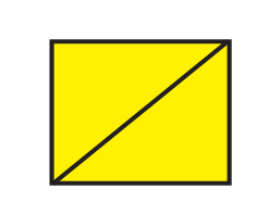 A square divided into two by a slanting line.