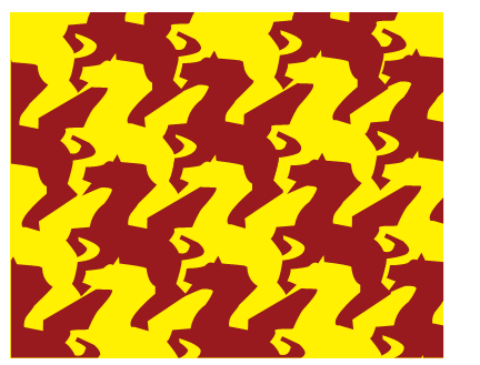A floor pattern looking like a lot of small horses.