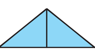 A triangle divided into two by a line in the middle.