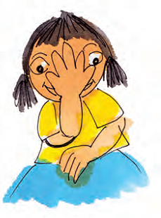 A girl has kept her hand on her face.
