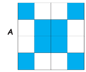 Four small squares and one big square highlighted in a grid.