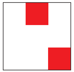 Two small squares drawn on the opposite sides of a big square.