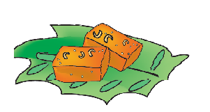 Two small pieces of halwa.