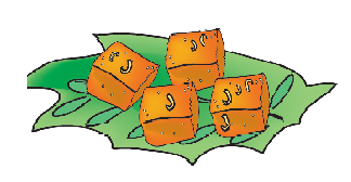 Four small pieces of halwa.