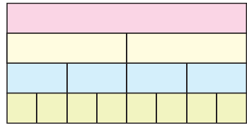 A rectangle divided into big and small rectangles and some squares.