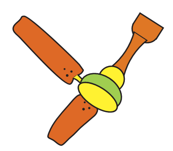 A fan with two blades.