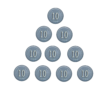 Ten coins of ten paise.