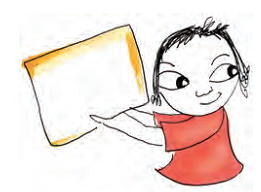 A girl holding a sheet of paper.