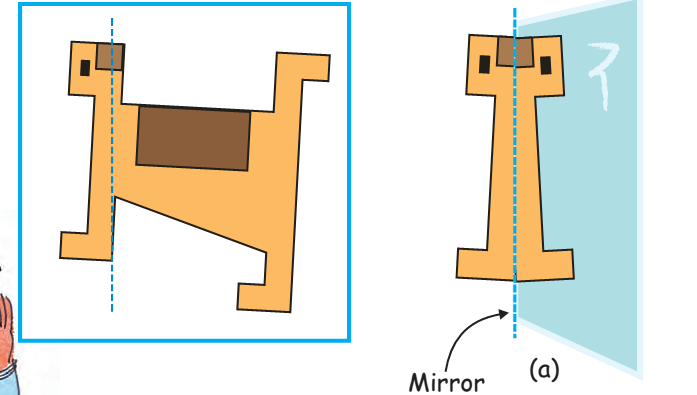 A dog made by square and rectangular strips and the mirror image of its one part.