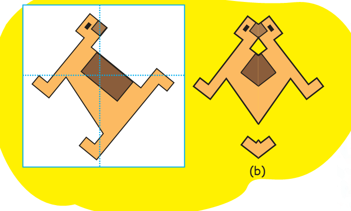 A dog made by square and rectangular strips and some circles.