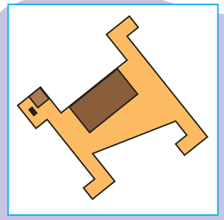 A dog made by square and rectangular strips.