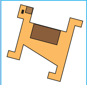 A dog made by square and rectangular strips.