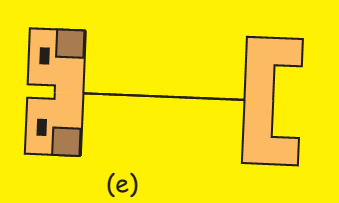 A part of the dog made by square and rectangular strips.