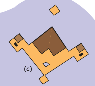 A part of the dog made by square and rectangular strips.