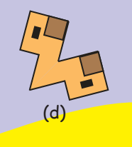 A part of the dog made by square and rectangular strips.