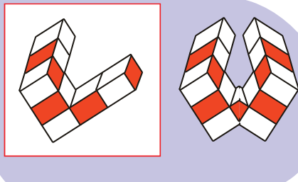 Two shapes formed from narrow boxes.