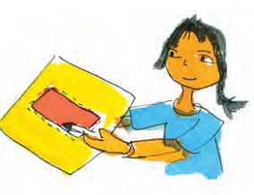 The girl has traced the boundary of the rectangle on the sheet of paper.