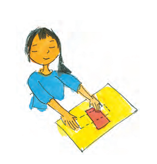 The girl has turned the rectangle.