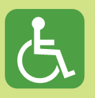 A stick drawing of a person sitting on a wheelchair.