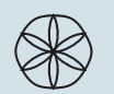 A flower with six petals inside a circle.