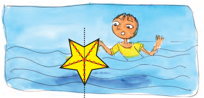 A girl is swimming in water holding a big star.