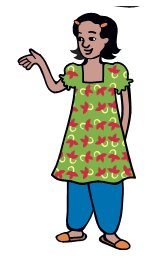 A woman with a hand put out.