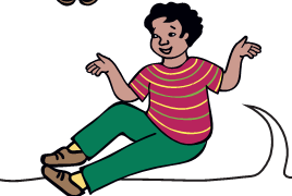 A  boy is sitting on the floor.