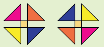Two figures formed by small rectangles.