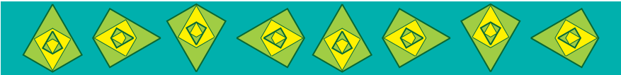 A pattern in which a four sided figure is once up, then takes a one fourth turn  and then it is repeated clockwise.