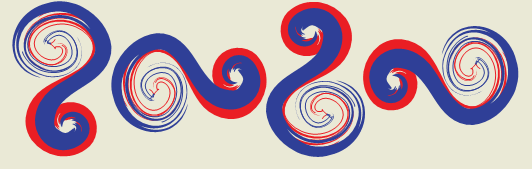 A laterally inverted S shaped figure, then its tuned to left by forty five degrees and turned again  twice similarly.