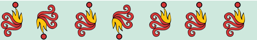 A bird shaped pattern, then its is turned by ninety degrees and then repeated again.