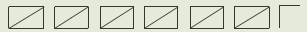 Six rectangles, each divided into half by a line inside them and one half rectangle.