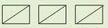 Three rectangles each divided into half by lines inside them.