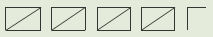 Four rectangles, each divided into half by a line inside them and one half rectangle.