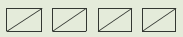 Four rectangles each divided into half by a line inside them.