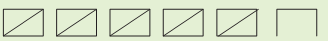 Five rectangles, each divided into half by a line inside them and one rectangle is drawn without a base.
