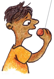 एक लड़का कुछ खा रहा है।