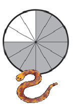 एक गोल आकार की घड़ी को चौबीस भागों में विभाजित किया जाता है और उस पर कोई निशान नहीं दिखाया जाता है लेकिन इसके बीस भाग काले रंग के होते हैं। उसके पास एक सांप बना  हुआ है।