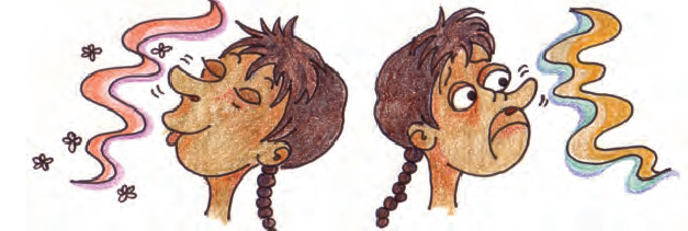 एक लड़की को सुगंध आ रही है और दूसरी को दुर्गंध।