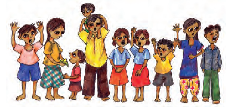 कुछ बच्चे और  कुछ बड़े ।